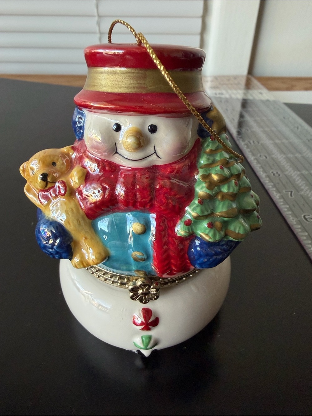 Mr. Christmas Animated Musical Ornament Trinket Box - Red, Blue, Green